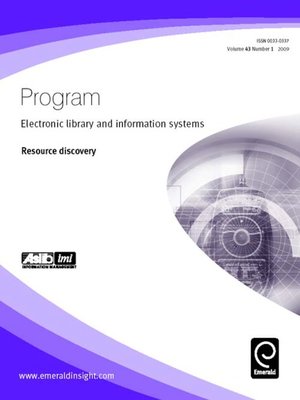 cover image of Program: Electronic Library and Information Systems, Volume 43, Issue 1